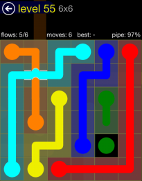 Flow Free Bridges 6x6 Level 55