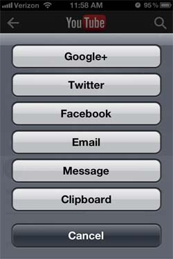 YouTube App Sharing