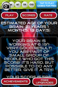 Brain Age Test Free results page